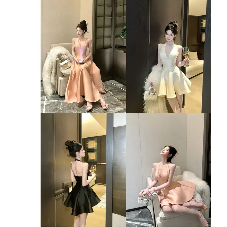 灰尘邓邓 【泠胧雪】法式赫本风v领无袖连衣裙D25Q4350+D25Q4498