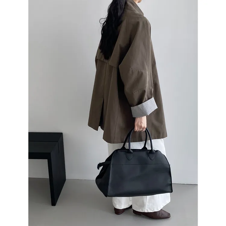 春秋韩系复古时尚百搭休闲立领风衣女宽松显瘦收腰小个子中长外套