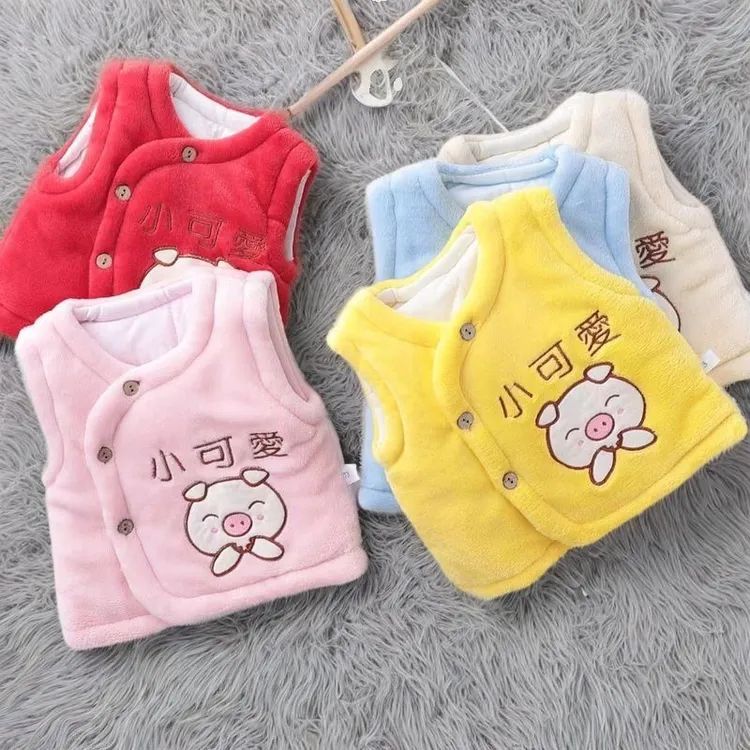 婴儿马甲秋冬外穿女童加厚加绒夹马夹婴幼儿男宝宝保暖背心坎肩zy