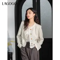【重百优选】lagogo新款法式优雅蕾丝边小香风外套女OAWW531G03
