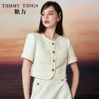 6649【金拐子专属】糖力小香风光泽细闪流苏短外套女TWRXW36649