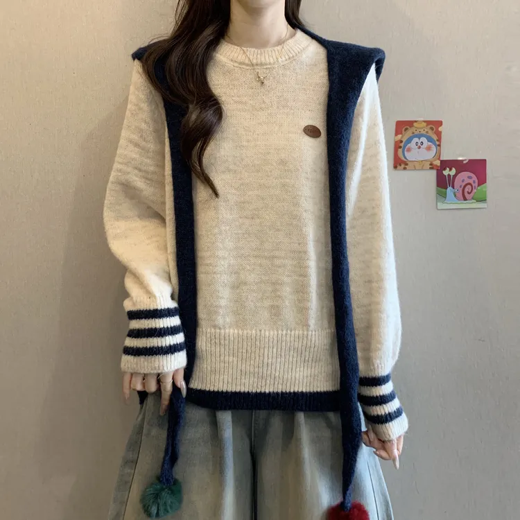 微胖杏色毛衣女秋冬季2025新款高级感超好看大码内搭针织衫上衣