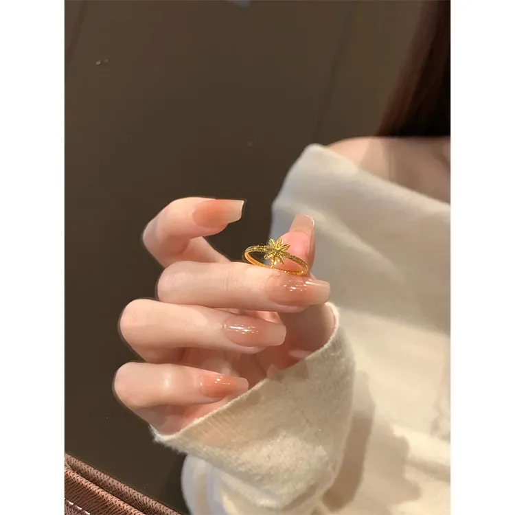 钛钢戒指 金色复古不掉色戒指轻奢小众高级感指环食指戒开口尾戒商品图