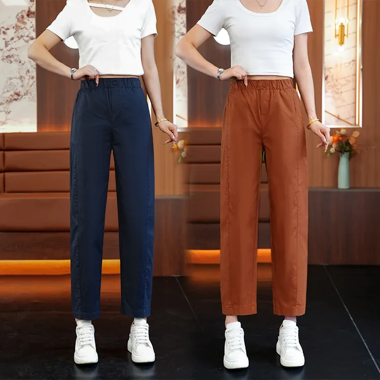 夏季新款弹力高腰薄款八分哈伦裤裤子女百搭显瘦垂感休闲宽松2568
