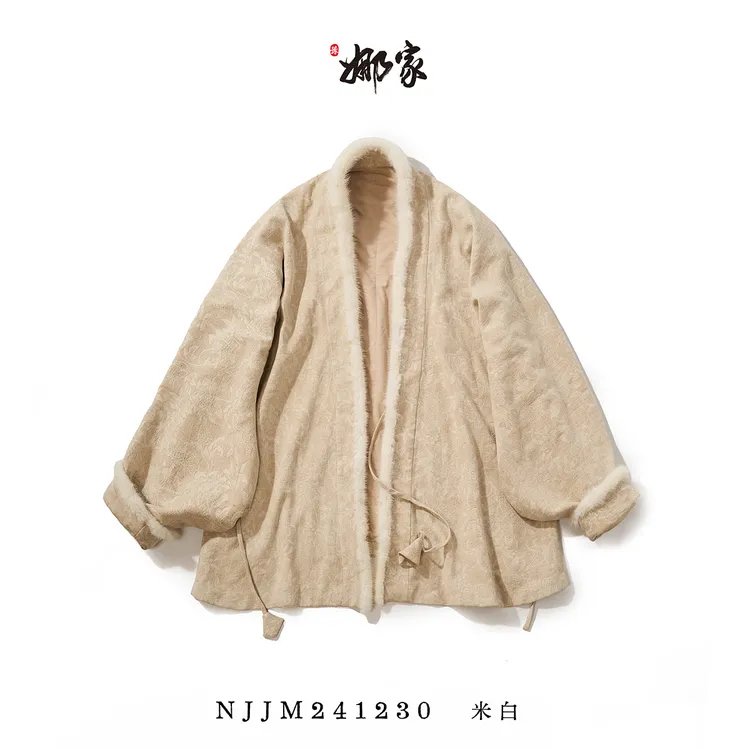 娜家·国风【云栖】秋冬复古新中式中开系带宽松时尚气质百搭棉斗篷