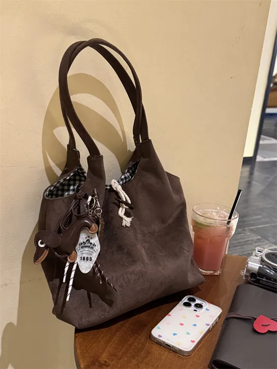 2025秋冬新款鹿皮绒单肩包ins高颜值法式百搭绒面托特包气质女包