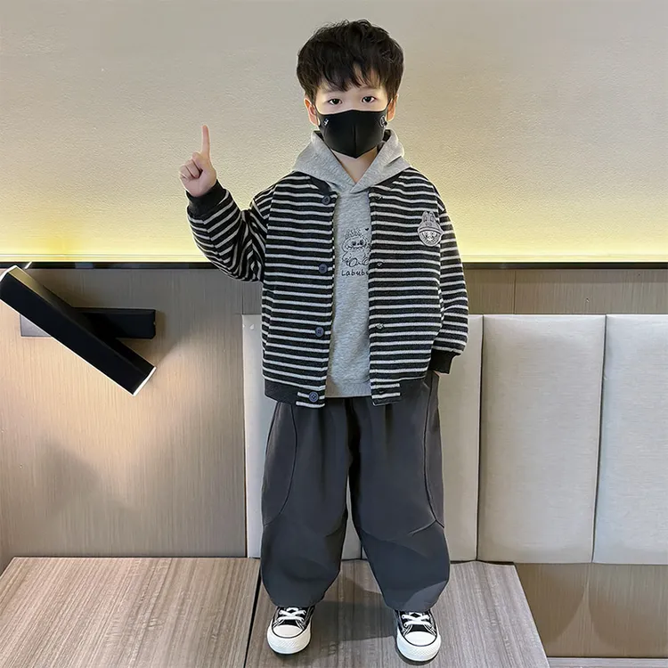 男童秋装套装2025新款洋气儿童拉布布衣服男孩宝宝休闲运动三件套