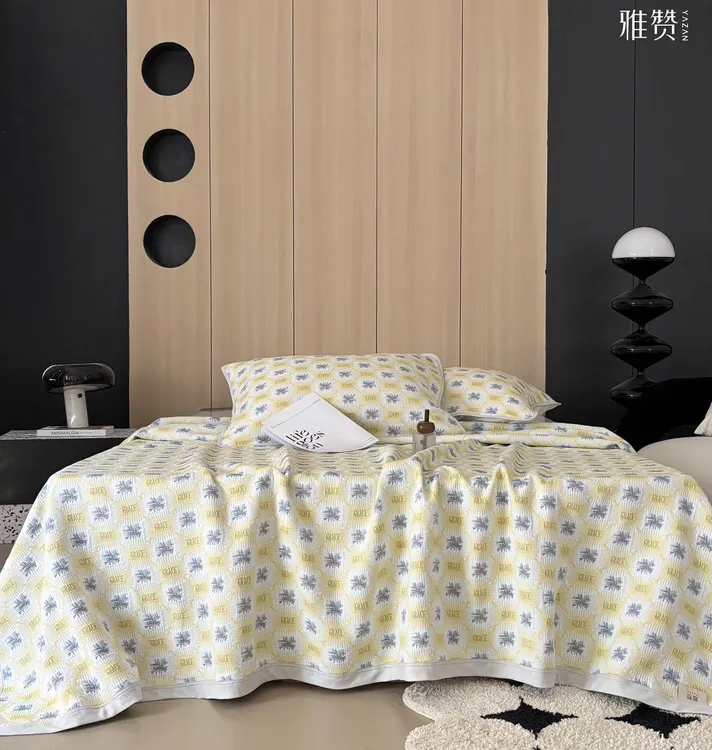 100%进口匹马棉雅赞25年新款六层纱布软席加厚绚烂黄220*240