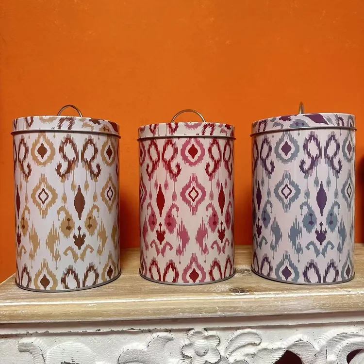 【简爱好物】家用创意带盖民族风艾特莱斯新款礼盒装茶盐罐三件套