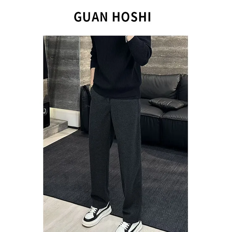 【冠什么希男装】秋冬「 窄版直筒 垂顺柔糯」立裁抗皱保暖休闲裤7844
