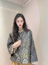 九月  九子菩提   新款汉服新中式双面宋锦国风上衣外套