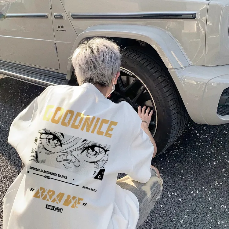 纯棉重磅夏季潮牌卡通动漫印花短袖男女同款潮流休闲宽松纯棉t恤