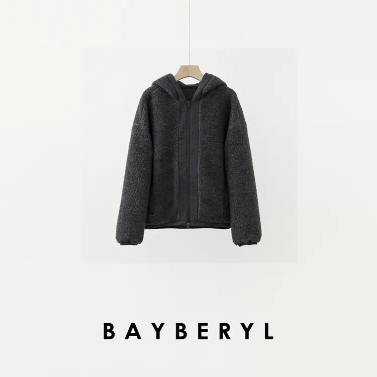 BAYBERYL老贝热带*毛绒保暖休闲连帽拉链秋冬外套9MF5I2044-9/21
