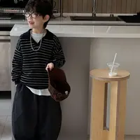 2025秋季新款儿童韩版休闲条纹针织衫男童时尚polo时尚卫衣潮