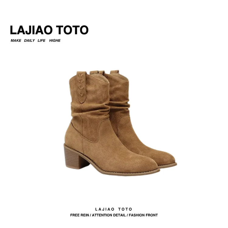 LAJIAO TOTO【奶绒软靴】牛奶绒秋冬季轻奢高端时尚百搭靴子#S906