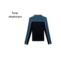 QJ/彤掌柜1682917 冬季25绵羊毛时装周定制线条拼接撞色显瘦上衣