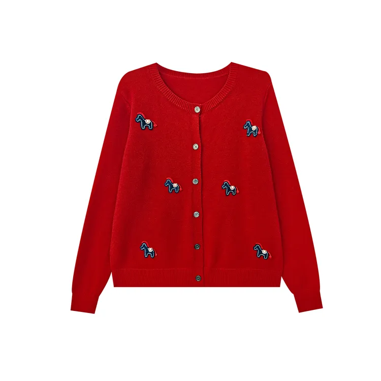 【广州微姐】冬季新款刺绣马定制款设计师时尚毛衣开衫MY89951