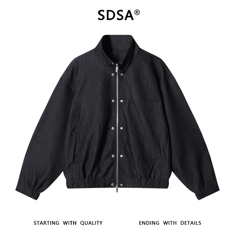 SDSA男士秋冬新款痞帅男装痞帅拉链立领夹克百搭时尚宽松潮流外套