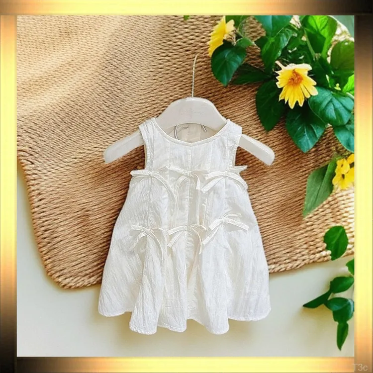 洋气裙子公主裙儿童棉婴儿宝宝潮款蝴蝶结新款半身裙女孩白色5202