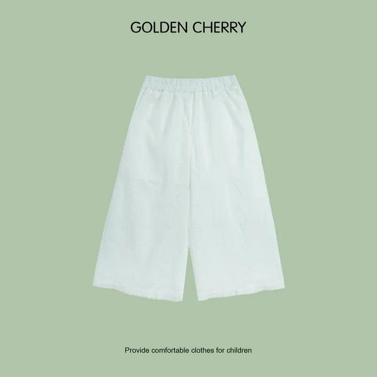 【金樱桃Golden cherry】小童小花刺绣凉爽透气九分休闲裤QDD361