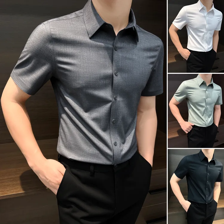 莫代尔短袖衬衫男款气场强大痞帅高级感男装轻奢夏季休闲男士衬衣