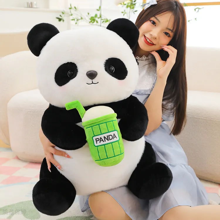 仿真短毛可爱熊猫玩偶布娃娃纪念品动物园批发公仔毛绒玩具