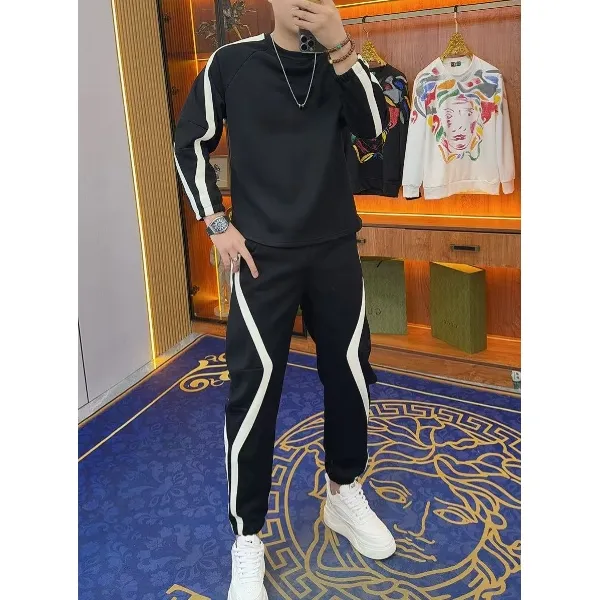 25210 白条休闲套装 男士套装帅气全套潮流春季运动秋季时尚