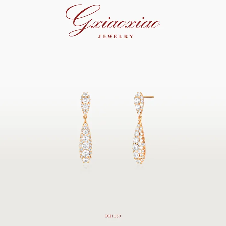 G XIAOXIAO 镀K金 气质高级小众百搭水滴镶嵌耳环 DH1149 DH1150