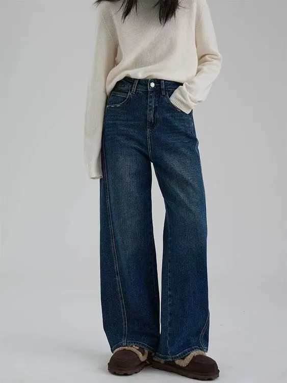 秋冬复古【加绒显瘦】设计感牛仔裤