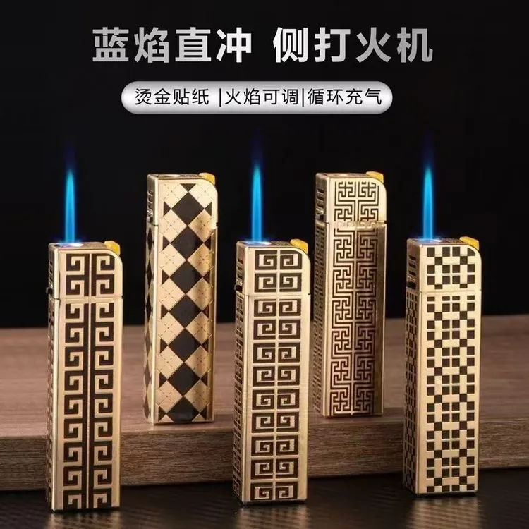 金属防风打火机金格子直冲创意龙息网红耐用批发送男生礼物