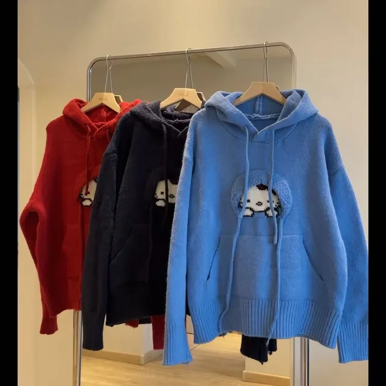 【kitty】秋冬可爱设计感连帽毛衣
