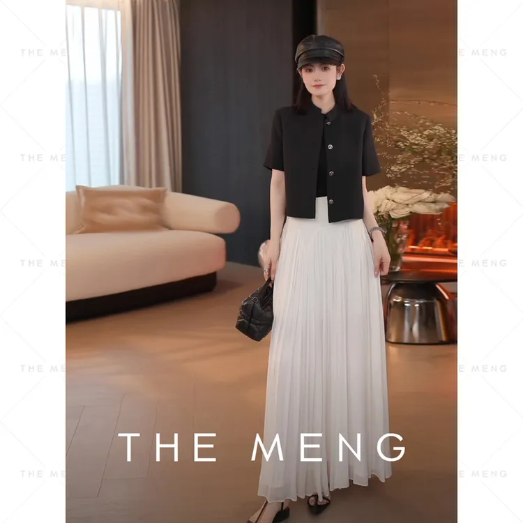 THE MENG【月光】微皱肌理感弧形优雅显瘦半身裙#M252Q0019