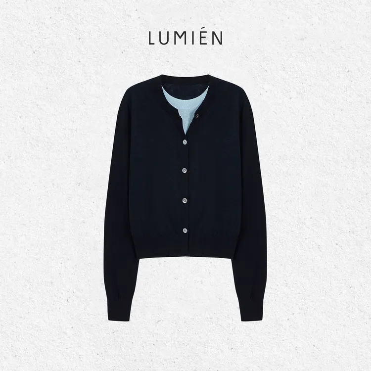 【LUMIEN 新品】“松弛刻度”短款假两件羊毛针织开衫LX5HSS086