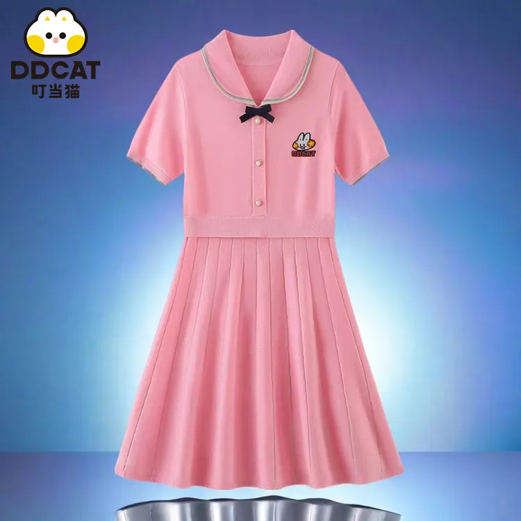 叮当猫女童夏季连衣裙针织公主裙6-12岁高端小女孩生日儿童裙子