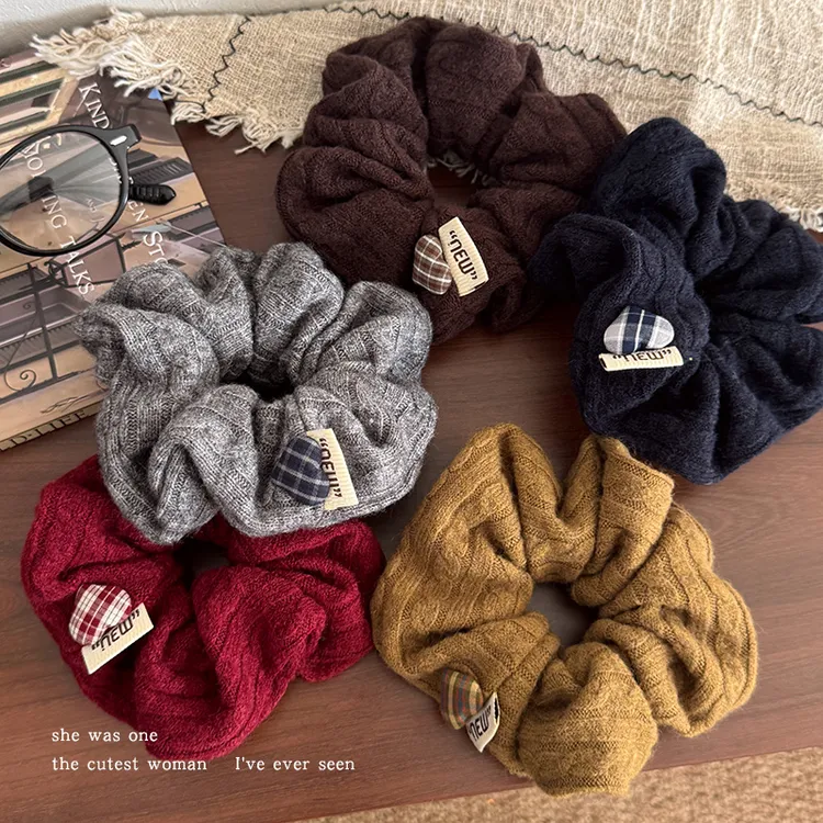 高级感毛线针织大肠发圈女后脑勺盘发绳秋冬高弹力橡皮筋头绳头饰