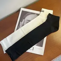 夏季纯色薄款美腿塑形字母中筒袜长筒袜提花极简风休闲风长袜