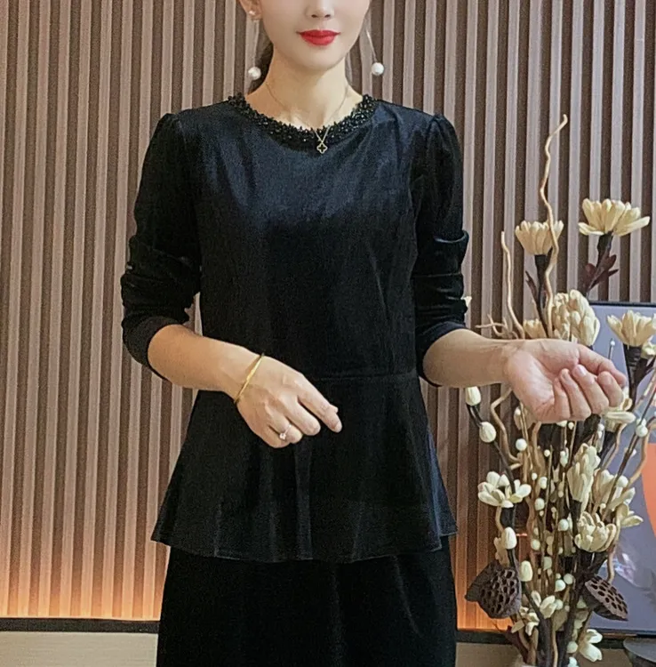 秋季时尚圆领套头常规款长袖打底衫百搭小衫显瘦气质上衣2025