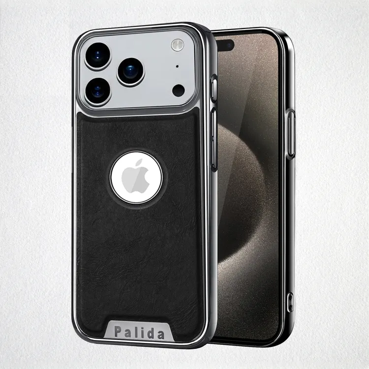 [自带镜头膜]适用苹果17ProMax皮纹手机壳iPhone161514高档商务男