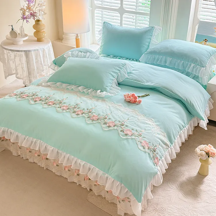 公主风夹棉床盖四件套少女豪华四季床品套件床上床上四件套网红款