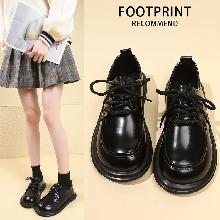 爆款日系jk学院风圆头平底黑色小皮鞋女2025春季新款英伦风单鞋子