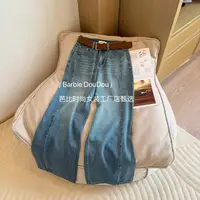 【豆子推荐】3516秋冬新款高腰直筒阔腿裤牛仔裤时尚百搭裤子韩版