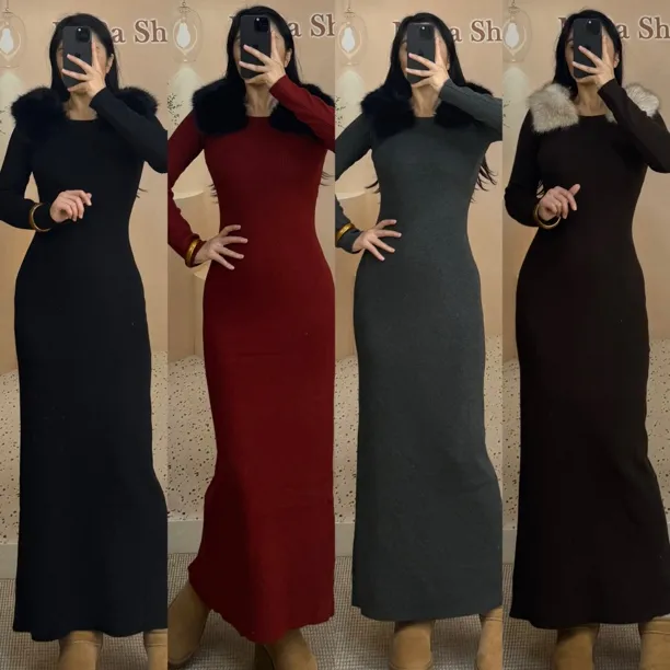 Mira 新款秋冬修身显瘦长款百搭连衣裙～