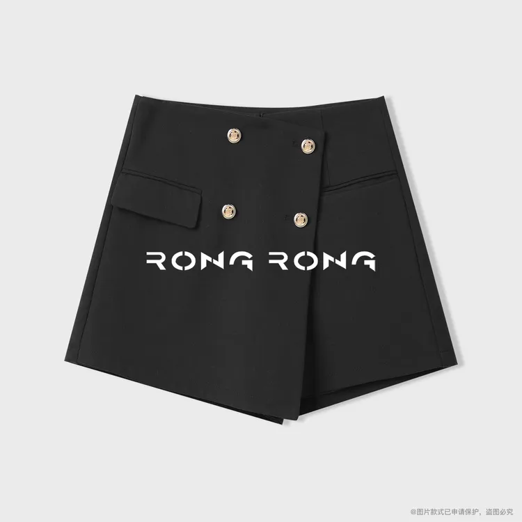 溶溶【高知韩女】RONGRONG 羊毛混纺高腰显瘦极简风短裙裤25C8516