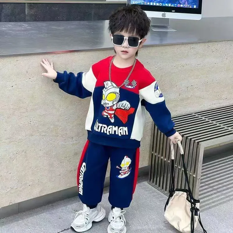 2025新款秋装奥特曼男童套装衣服春秋儿童洋气套头宝宝卫衣两件套