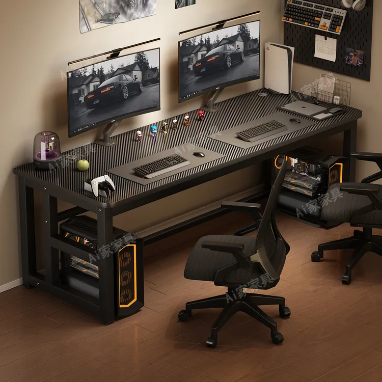 实木电脑桌台式家用卧室双人大尺寸游戏直播竞技电脑桌家用卧室