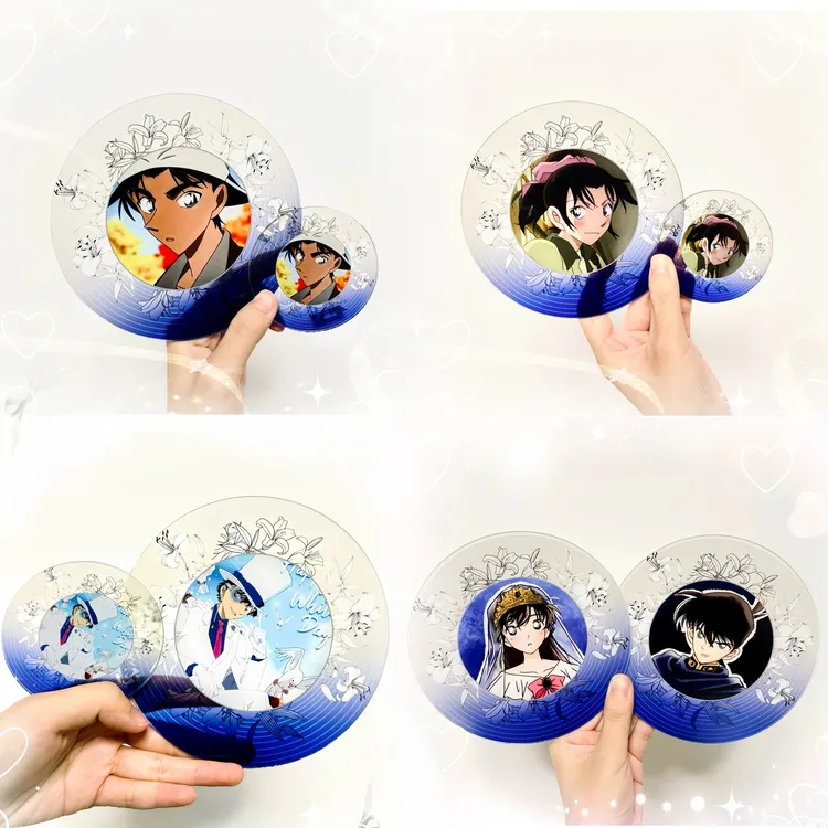国谷原创名侦探柯南圆形音盘色纸冰箱贴两件套直邮