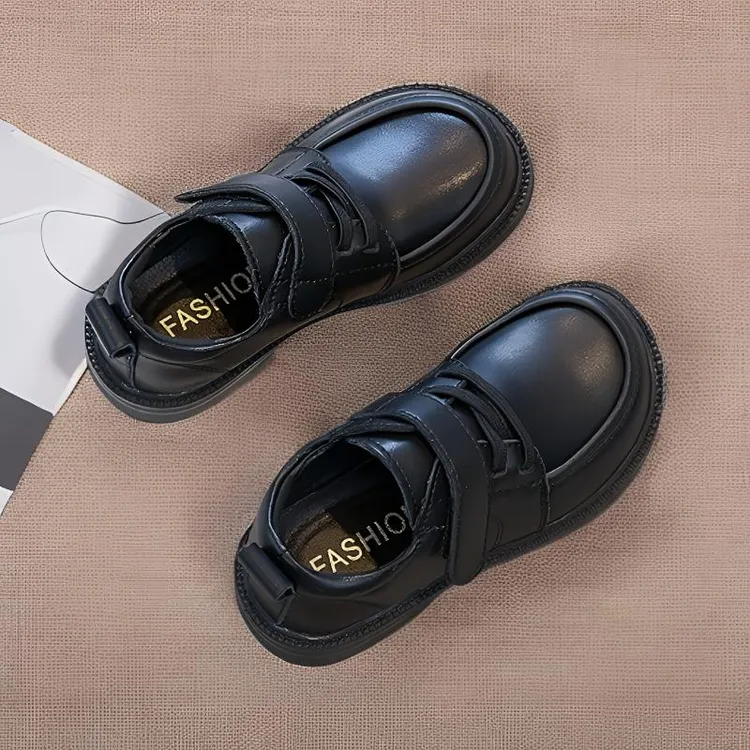 男童黑色皮鞋真皮儿童软底男孩6-12岁宝宝英伦风学校中大童表演鞋