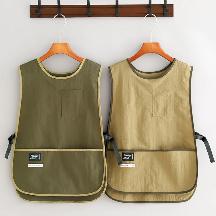 防泼水围裙厨房家用坎肩定制做饭围腰女士餐饮上班马甲透气工作服