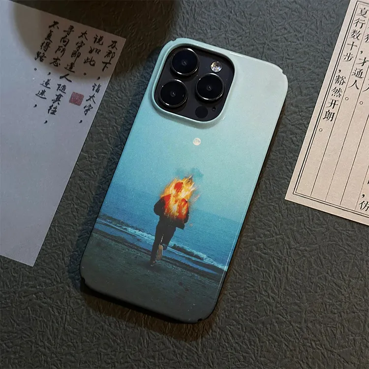 油画火焰适用苹果15promax手机壳iPhone17/16硬创意卡通14pro菲林