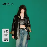 MOCO春季油蜡感素皮重工压胶工装口袋夹克外套MBD1COTK01